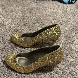 Michael Antonio Gold Glitter Heels